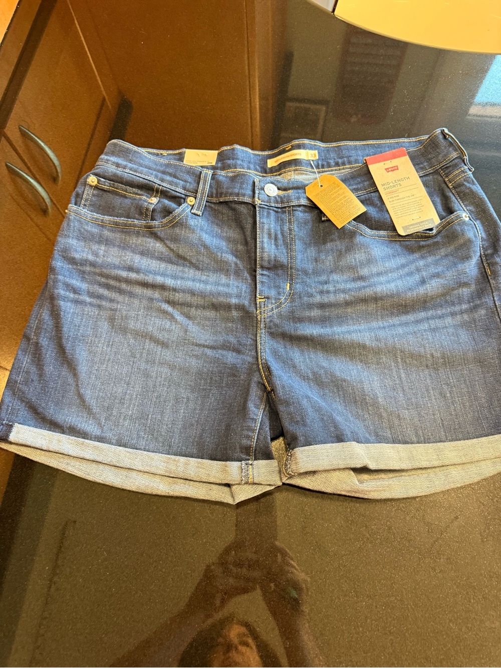 Levi's Dark Blue Cuffed Denim Shorts